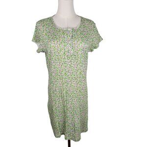 PinkK Vintage Y2K Kmart Floral Nightgown Sz Large Dainty Lace Trim Green Purple